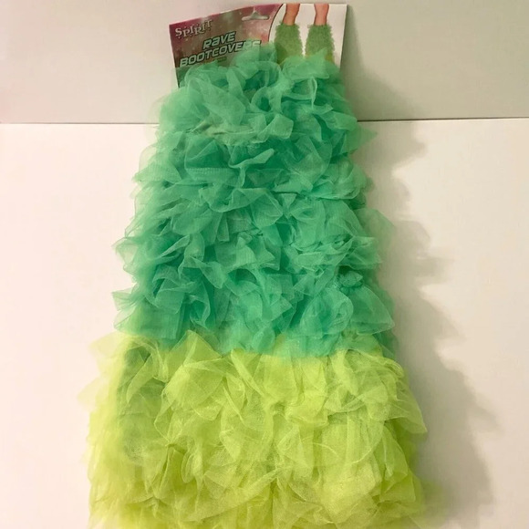 Spirit Halloween Rave Boot Covers Green Festival Costume Cosplay - Picture 2 of 10